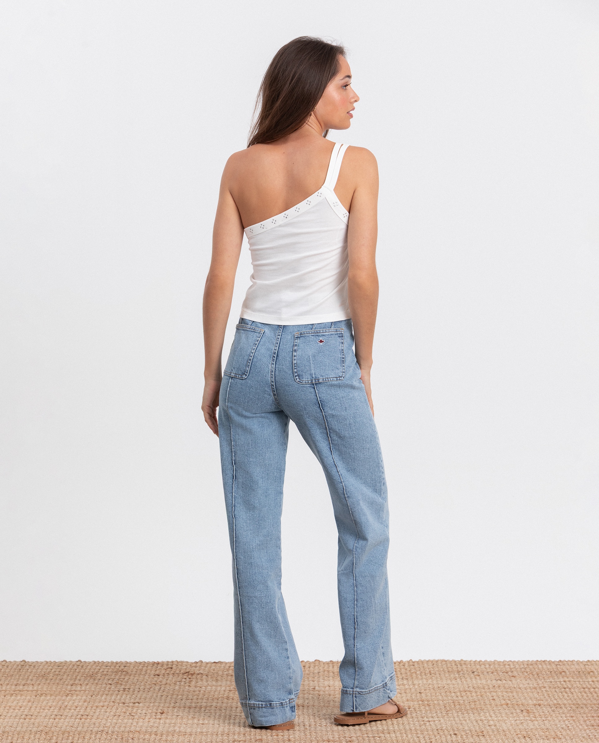Jeans Culotte de Cintura Subida Azul-2