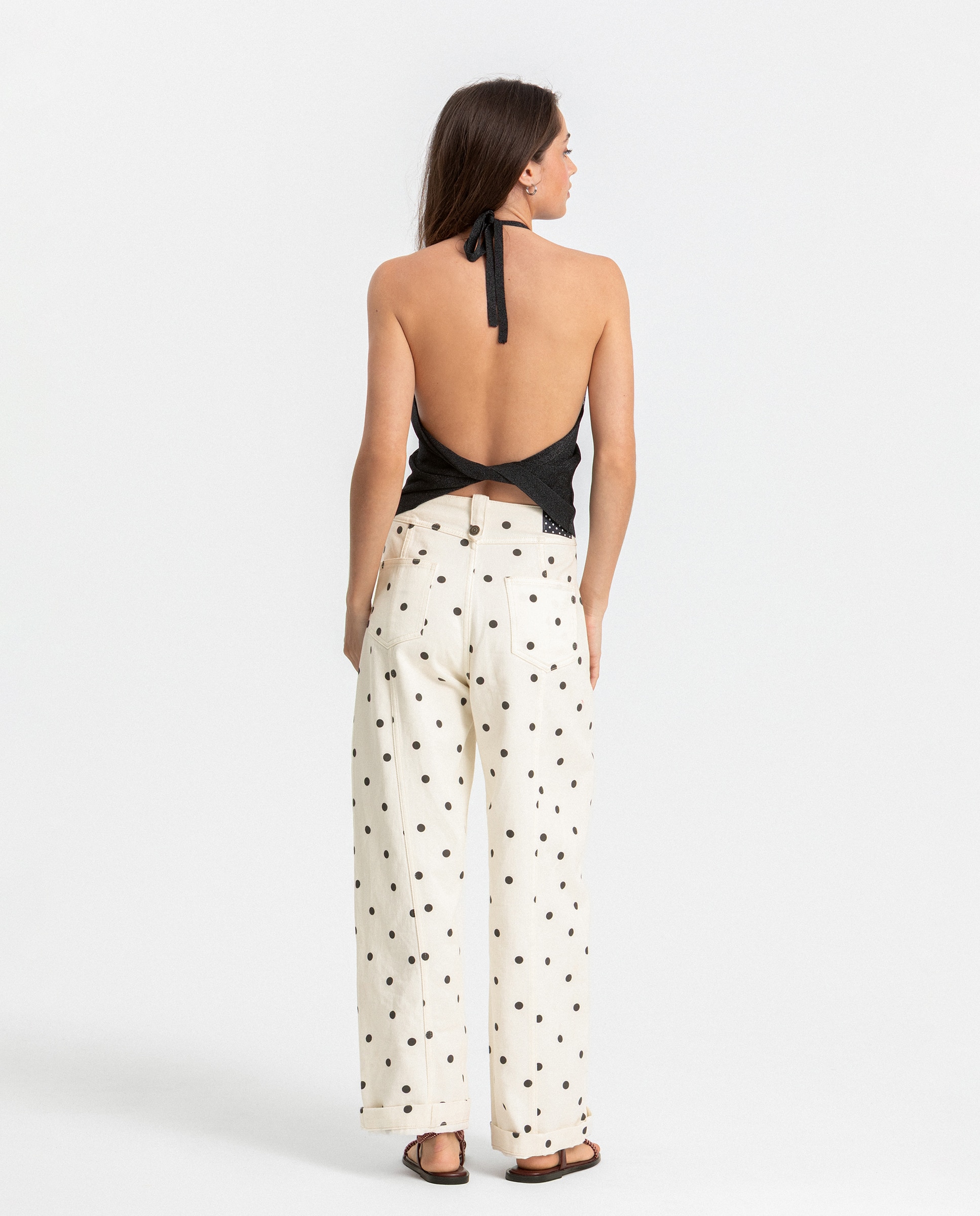 Jeans Barrel com Bolinhas Cru-2