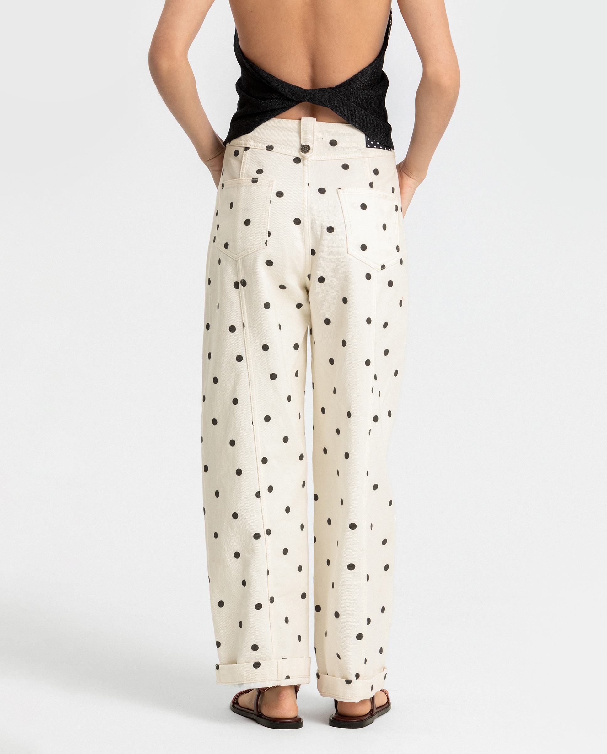 Jeans Barrel com Bolinhas Cru-4