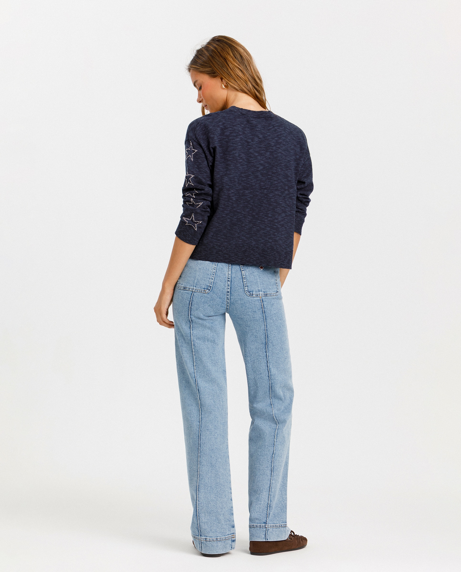 Jeans Culotte de Cintura Subida Azul-2