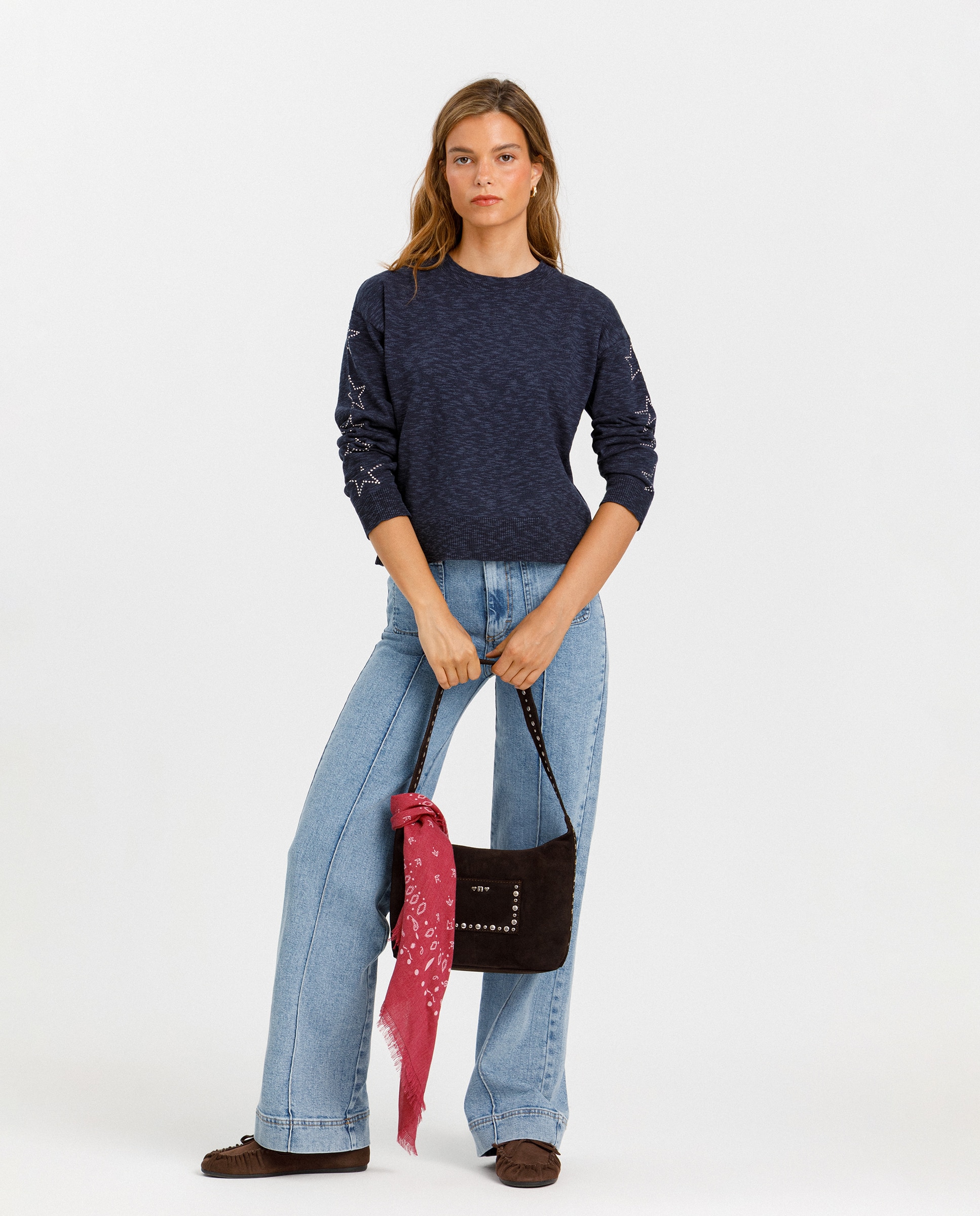 Jeans Culotte de Cintura Subida Azul-4