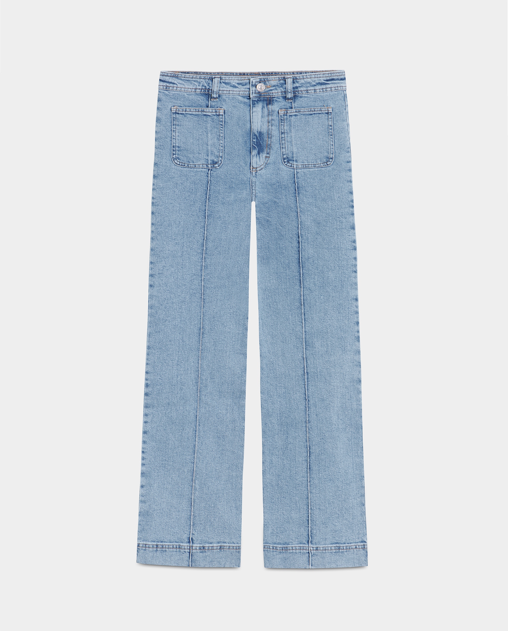 Jeans Culotte de Cintura Subida Azul-5