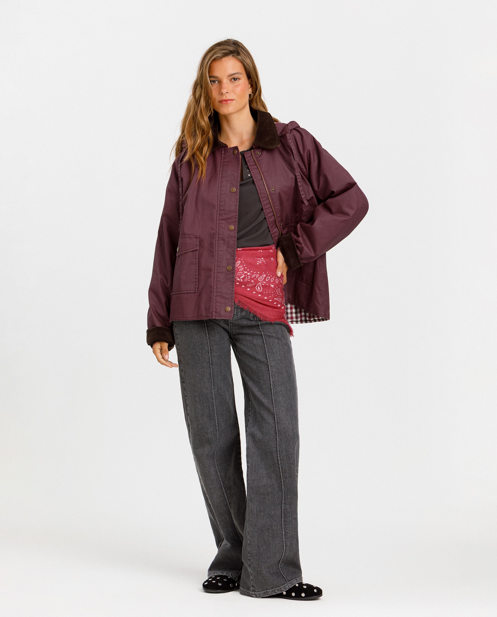 Jeans com Corte a Direito com Tachas Cinzento-3