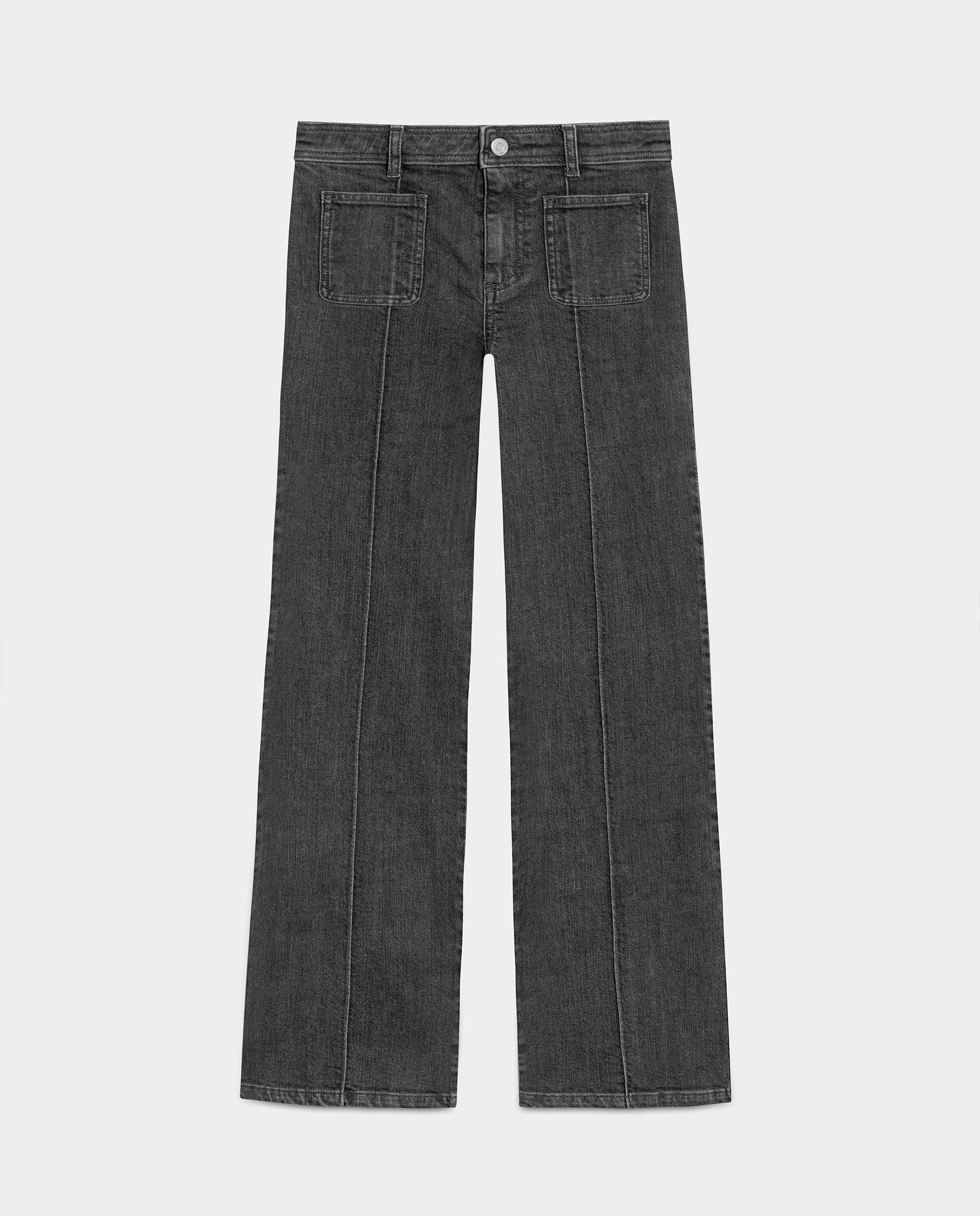 Jeans com Corte a Direito com Tachas Cinzento-5