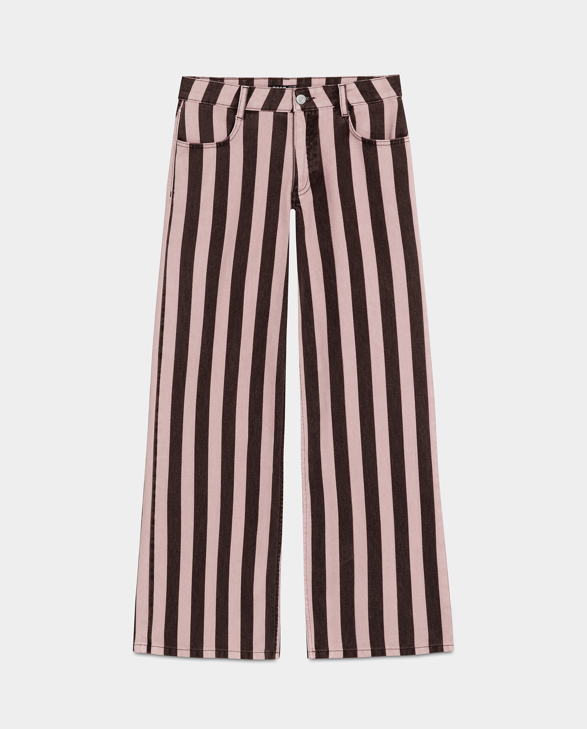 Jeans Relaxed com Estampado Às Riscas Rosa-5