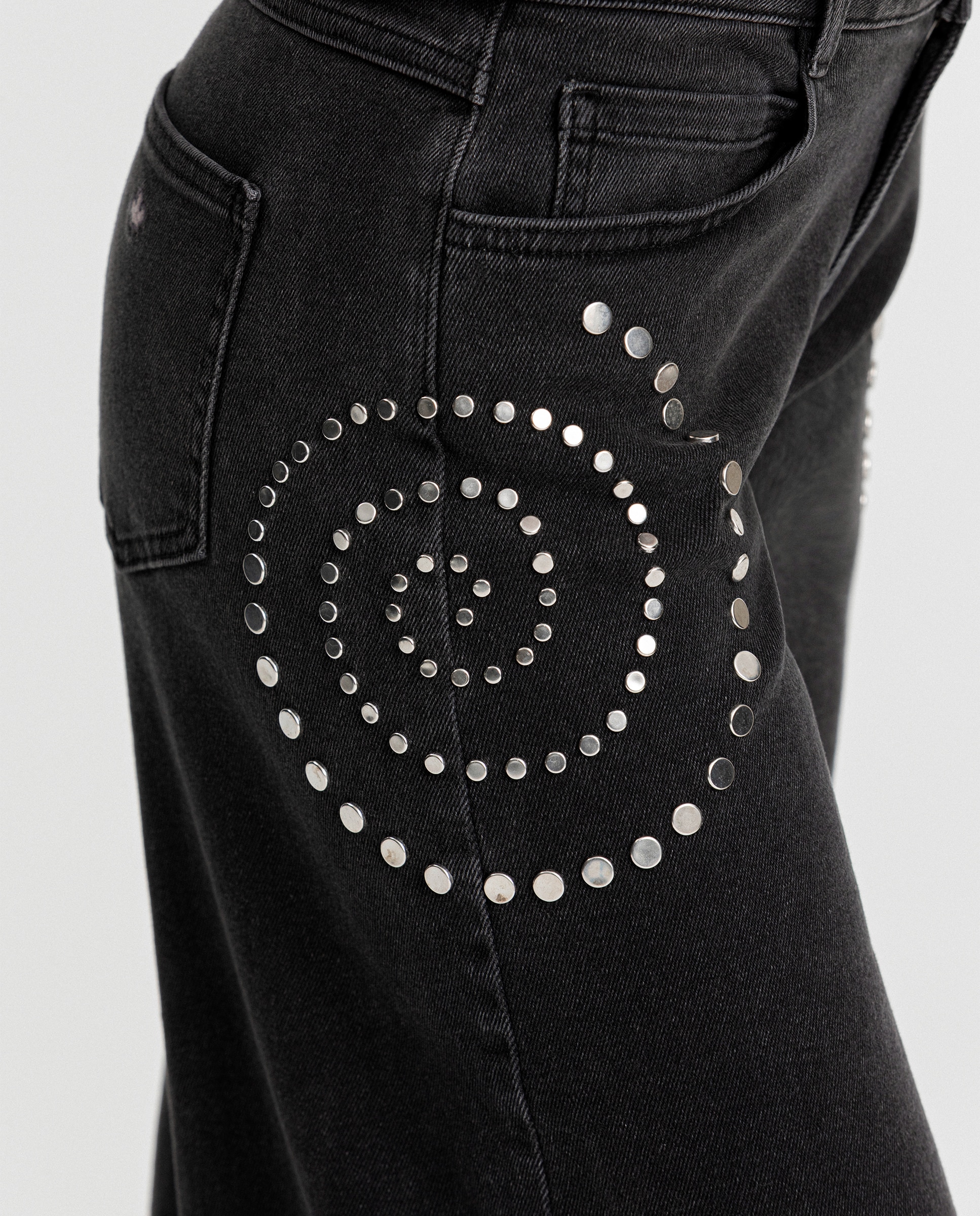 Jeans Largos com Tachas Antracite / Cinzento-3