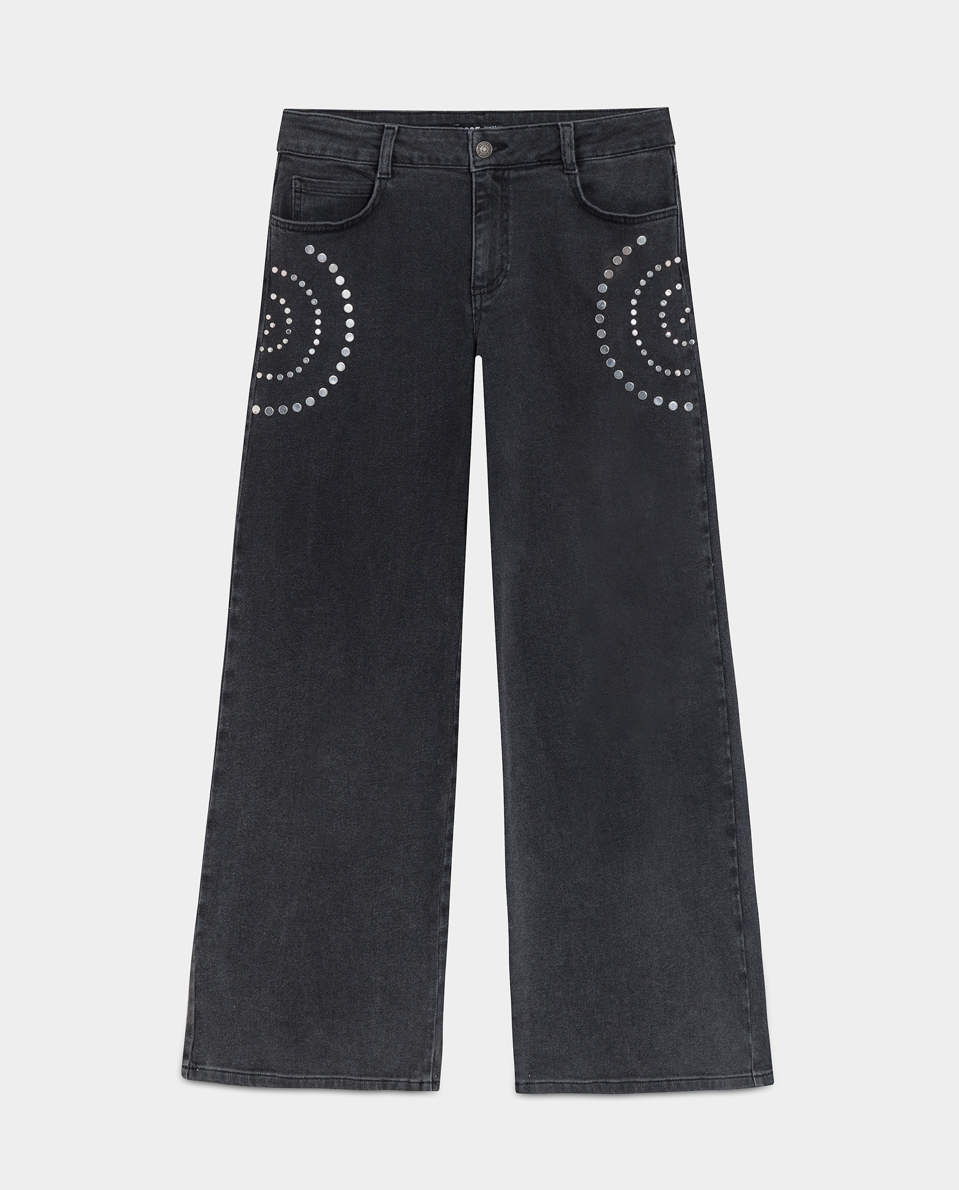 Jeans Largos com Tachas Antracite / Cinzento-5