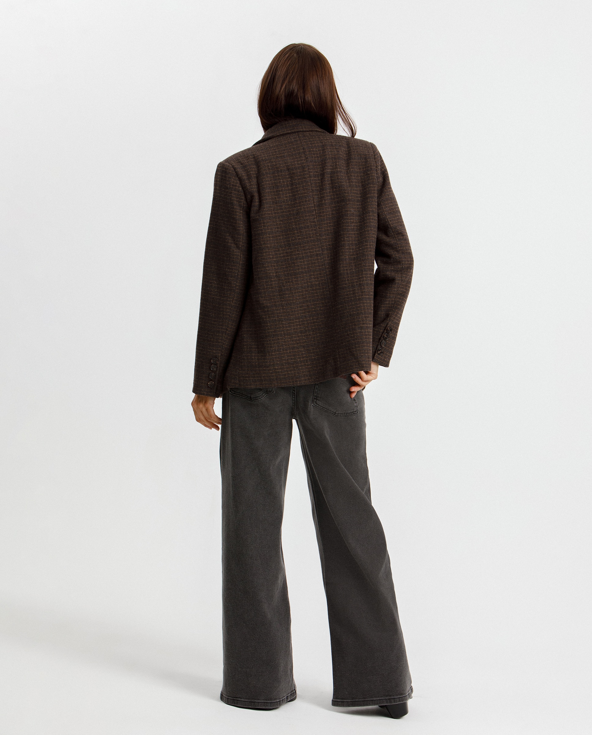 Jeans com Corte a Direito com Tachas e Bordado Cinzento-escuro-2