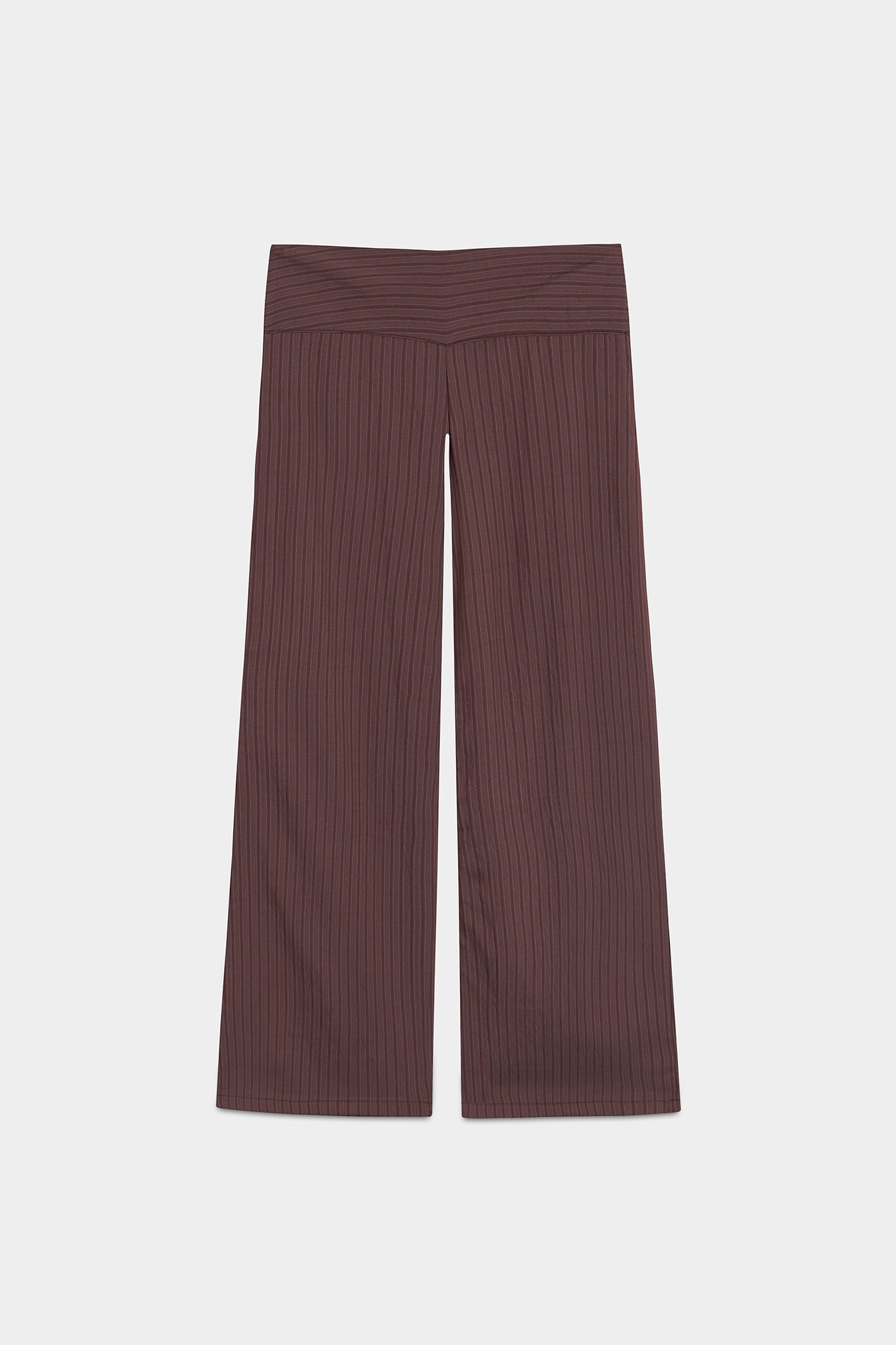 Calças com Pala e Estampado Às Riscas Bordeaux-5
