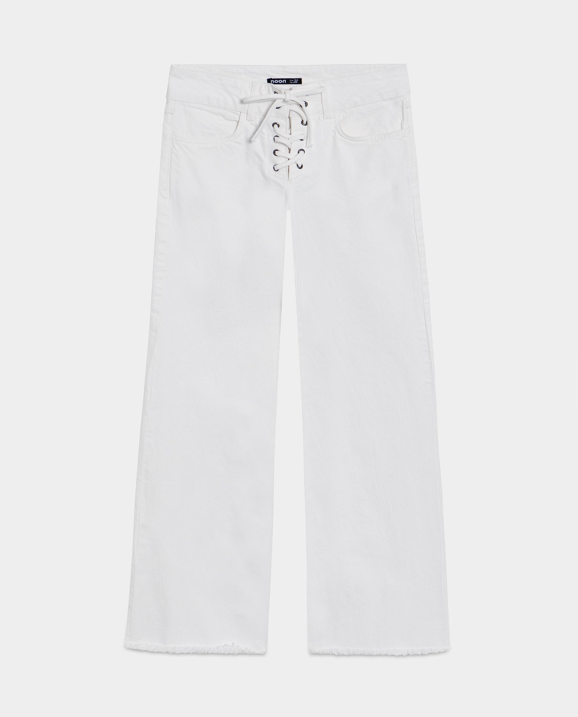 Jeans Wide Leg com Laçada Branco-5
