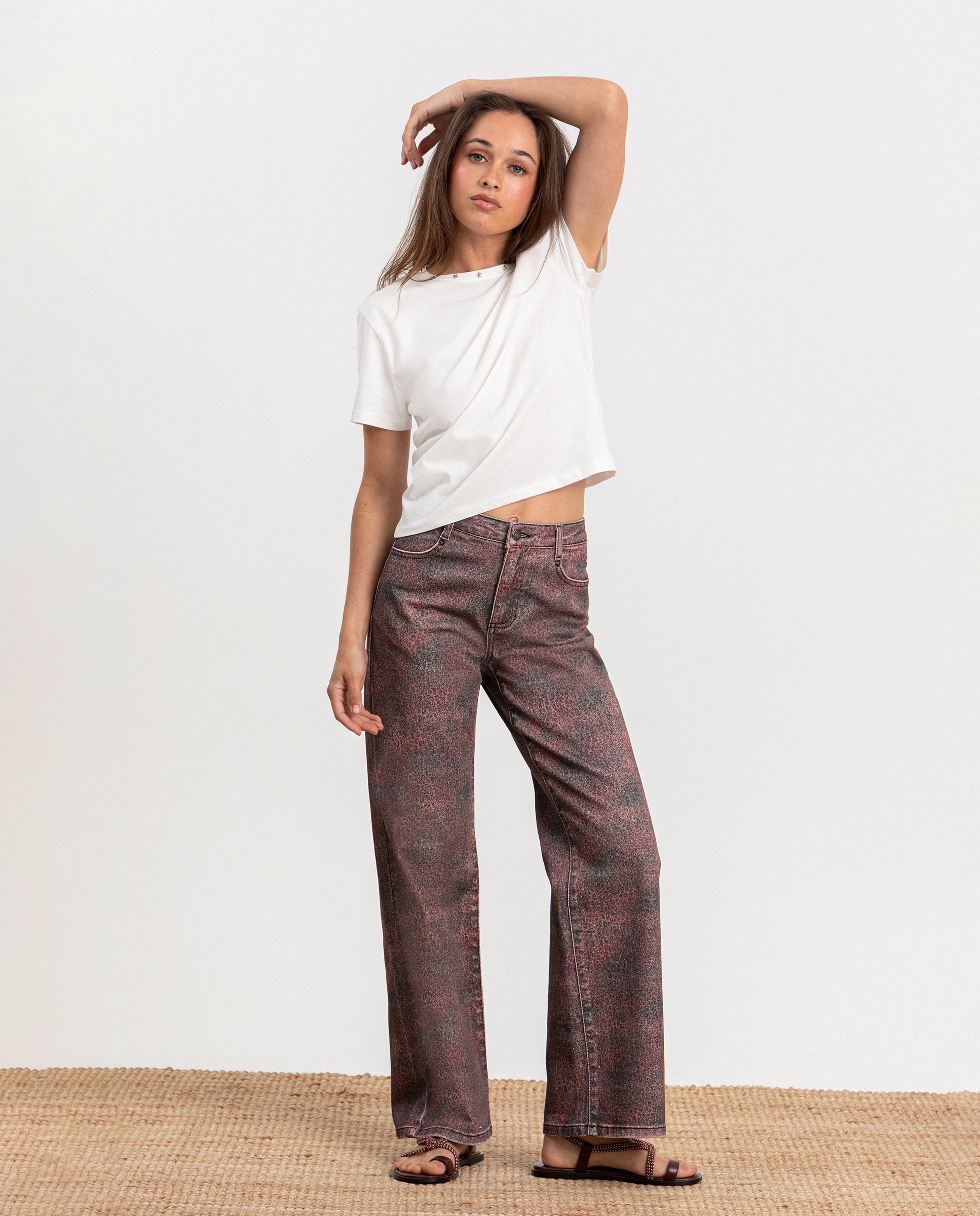 Imagem 0 de Jeans Relaxed com Estampado Leopardo