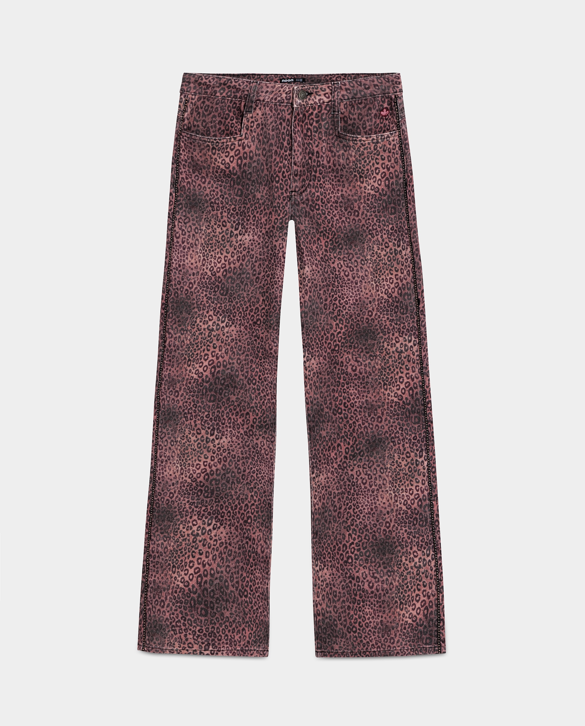 Jeans Relaxed com Estampado Leopardo Rosa-5