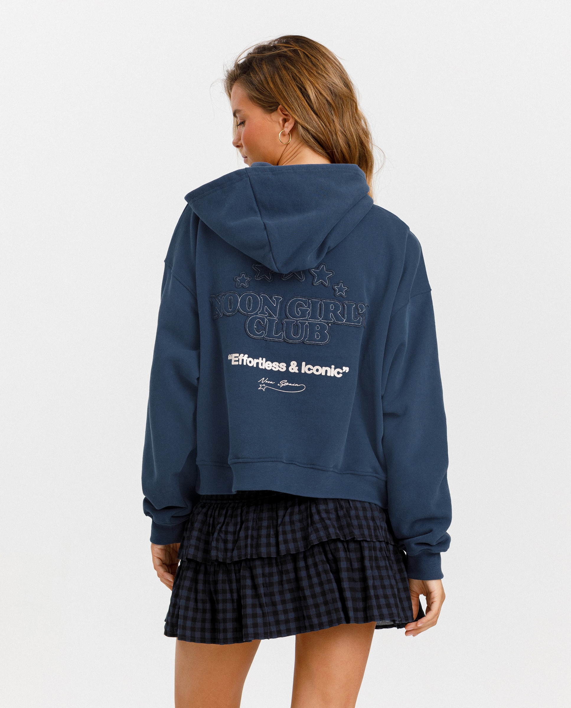 Sweatshirt com Capuz e Print Posterior Azul-escuro-2
