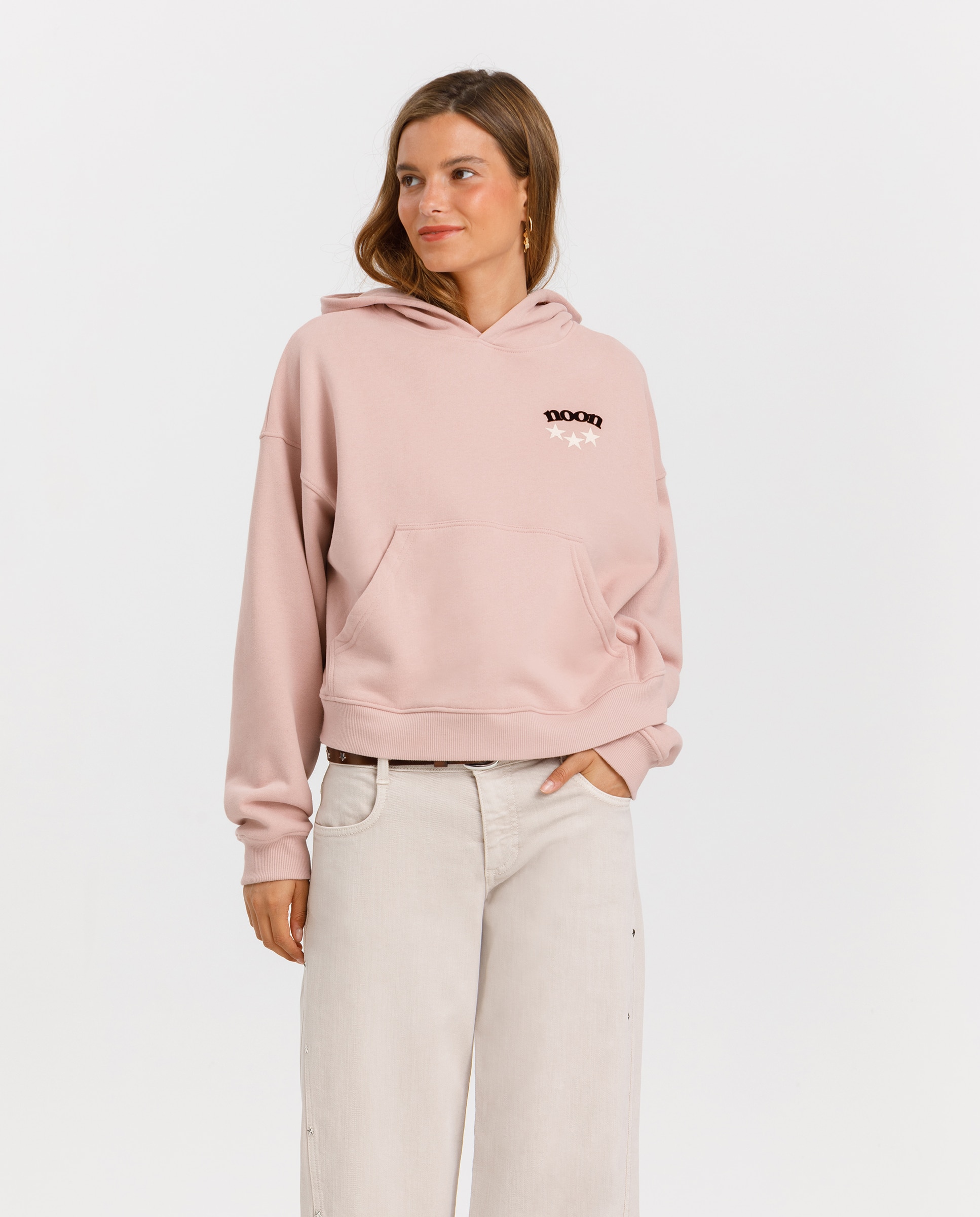 Sweatshirt com Logo e Estrelas Rosa-claro-3