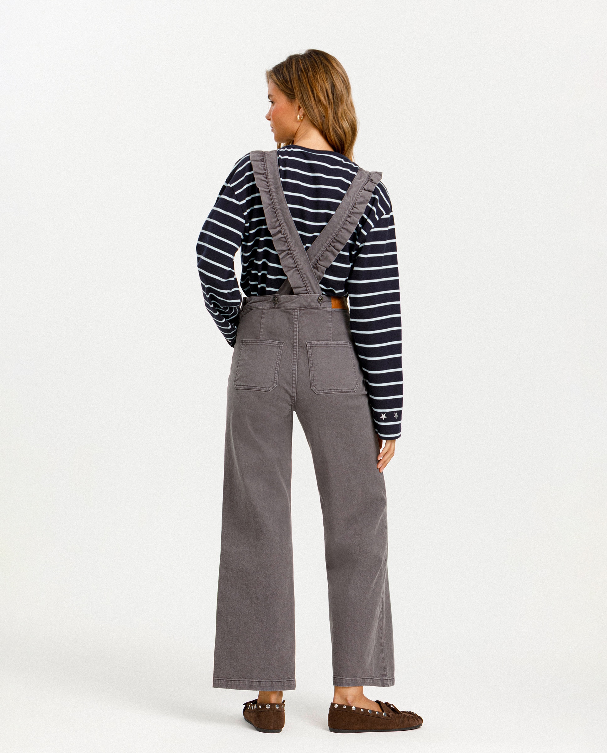 Jardineiras Denim com Folhos Cinzento-2
