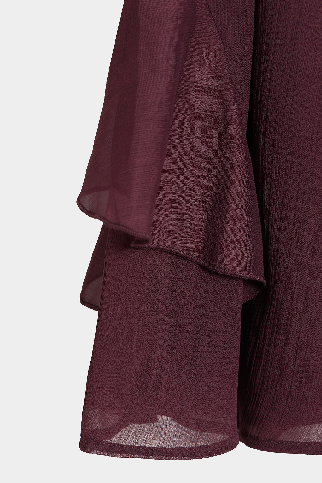 Saia Midi com Folhos Liso Bordeaux-6