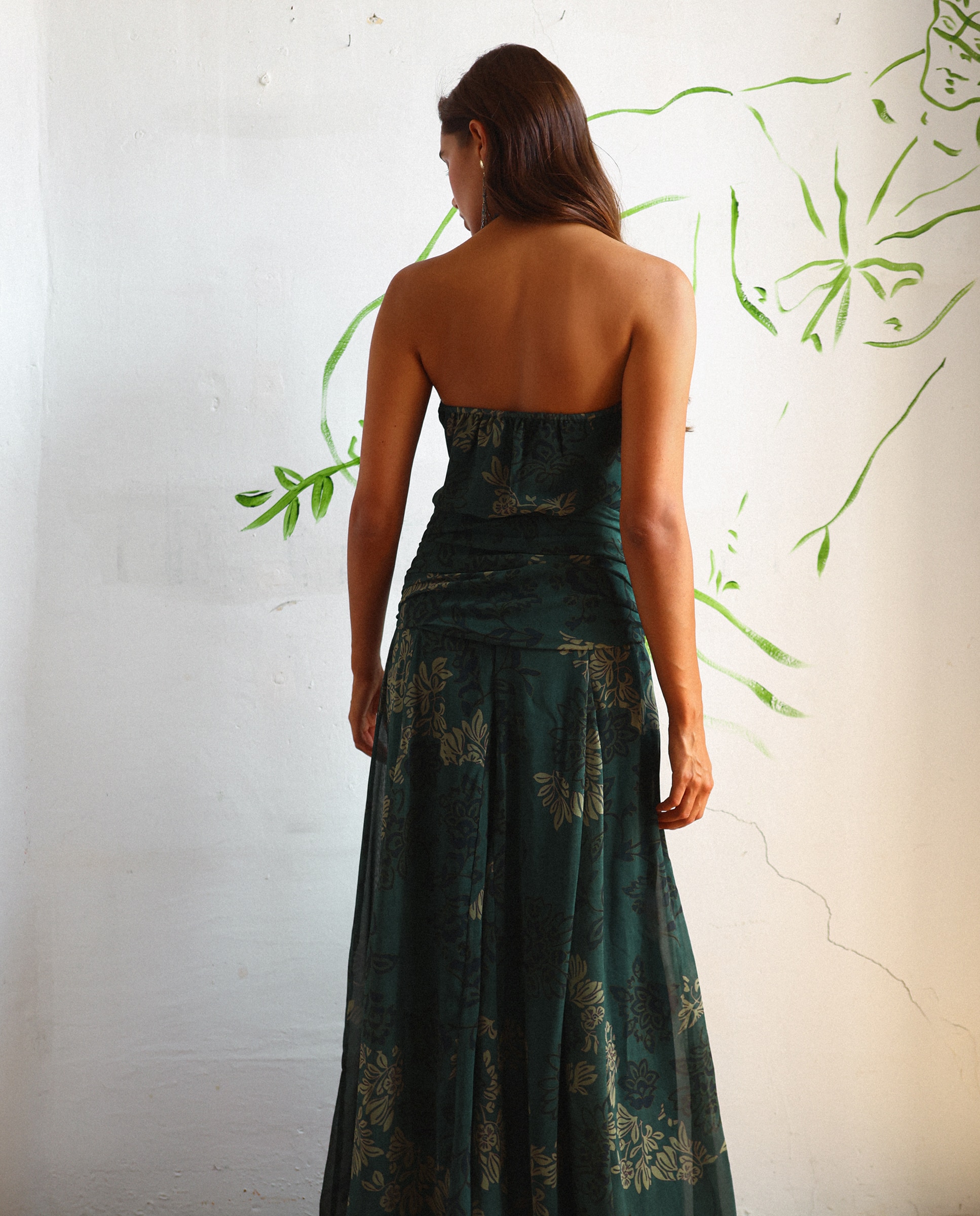 Saia Midi Estampada com Godés Azul-2