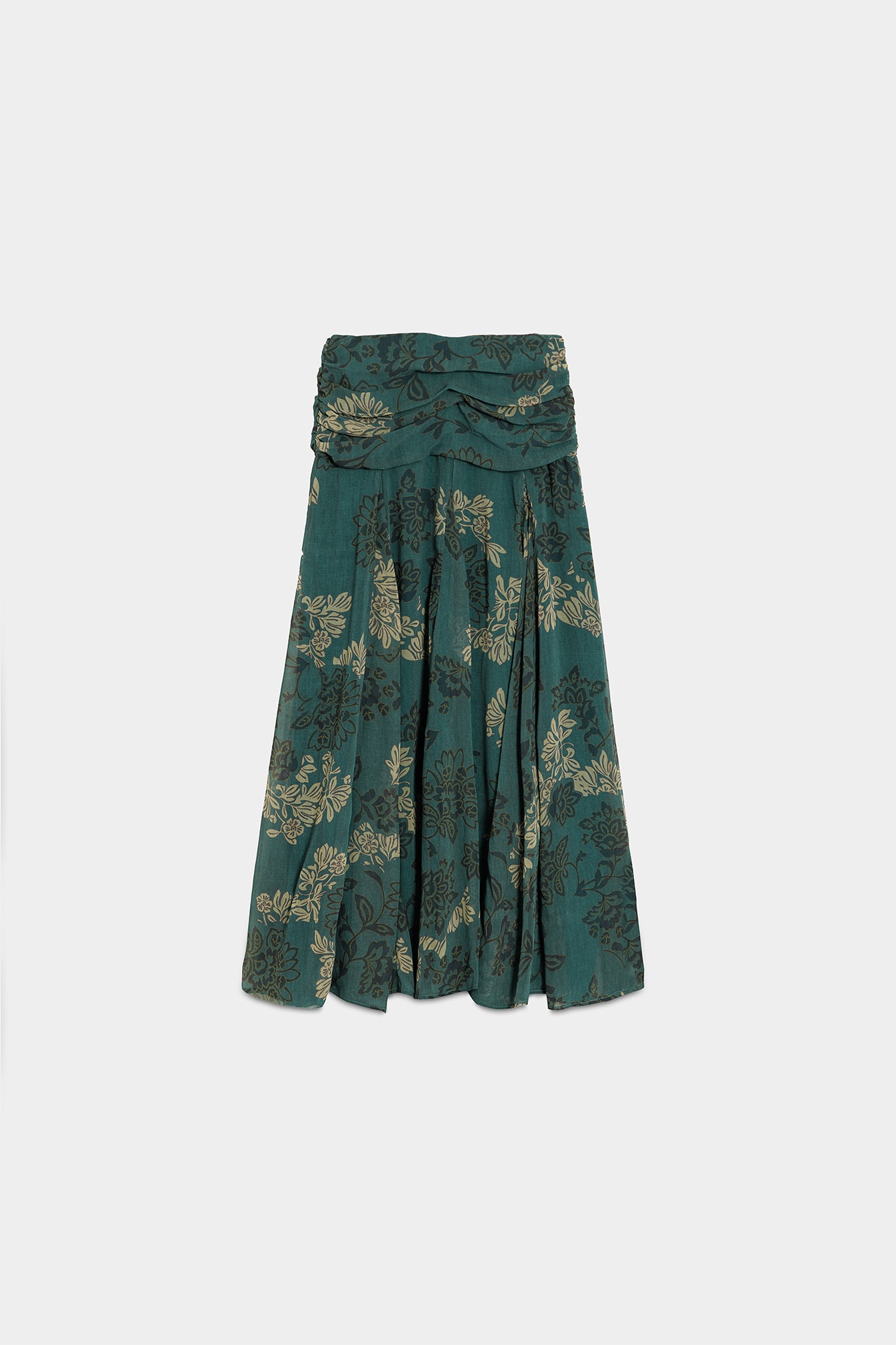 Saia Midi Estampada com Godés Azul-5