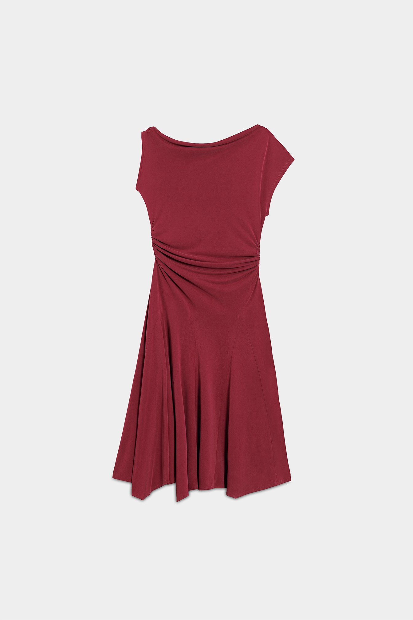 Vestido Midi de Malha Assimétrico Vermelho-5