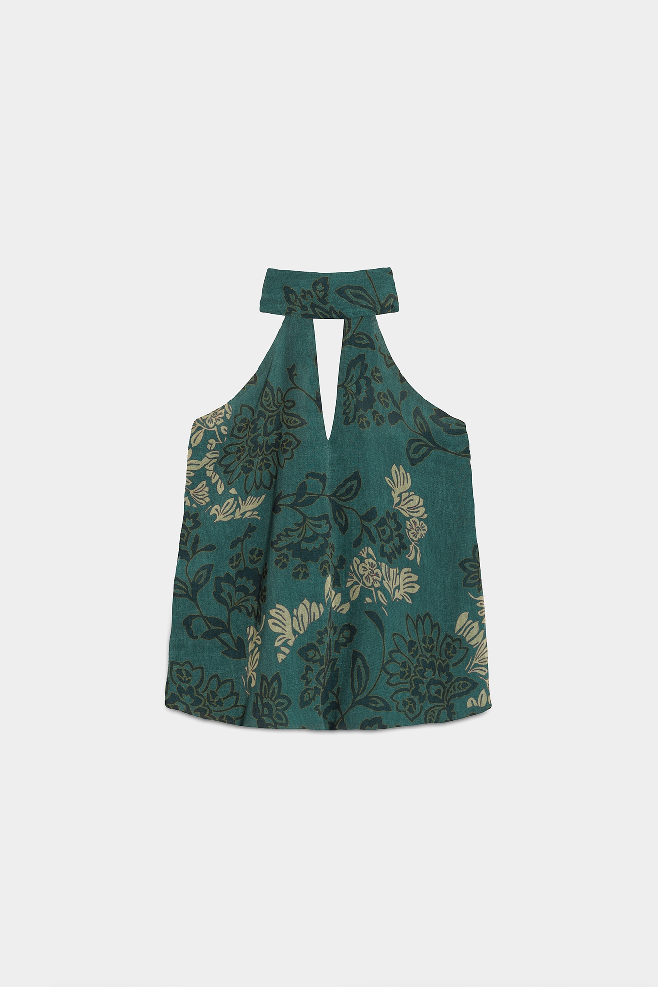 Top Halter com Laçada na Gola Azul-5