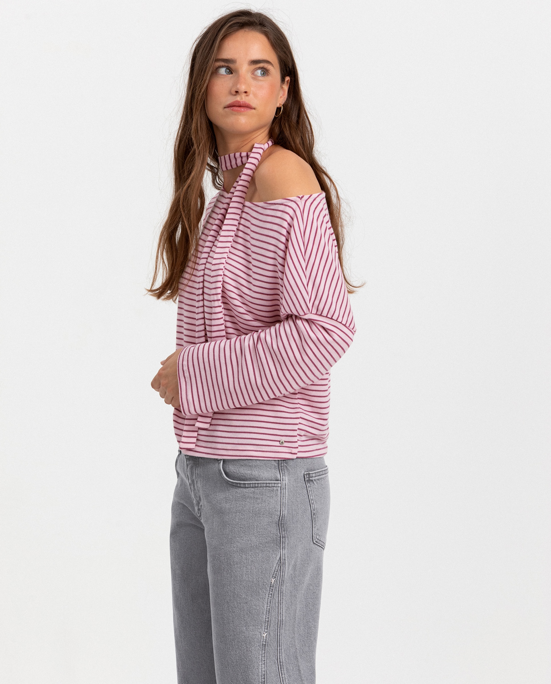 Jeans Wide Leg com Abertura Cinzento-3