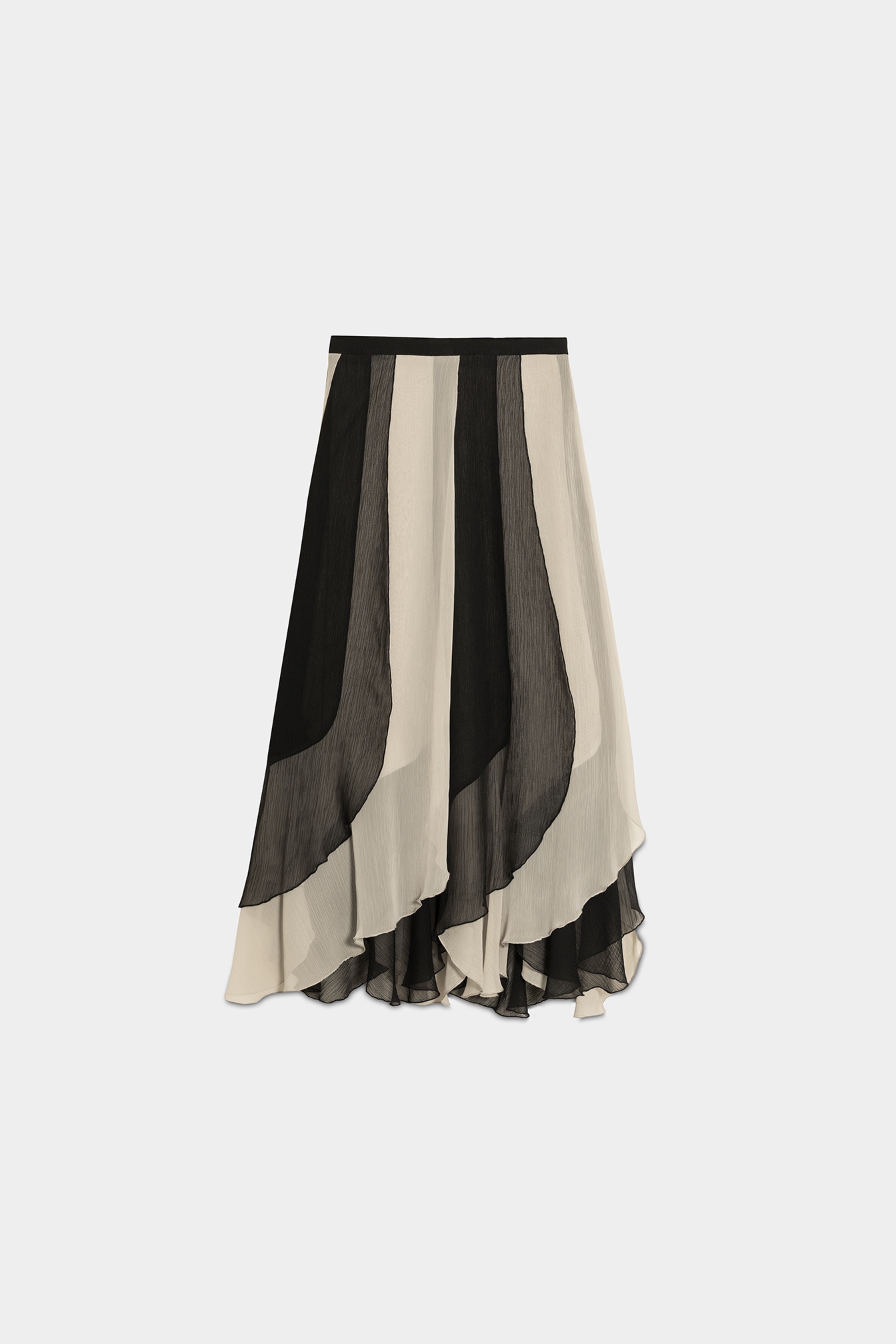 Saia Midi com Detalhe de Folho Preto-5