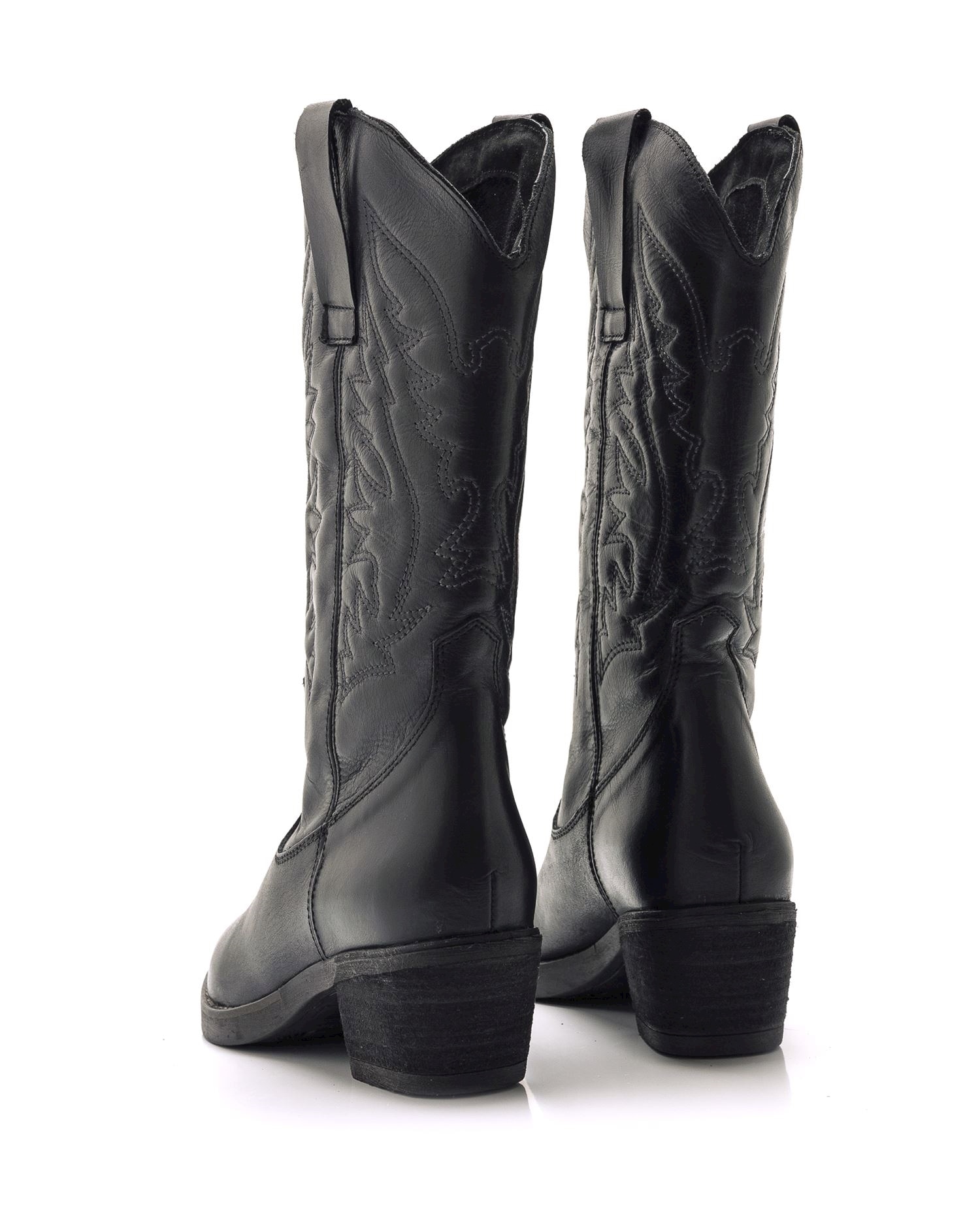 Botas Cowboy em Pele Preto-4