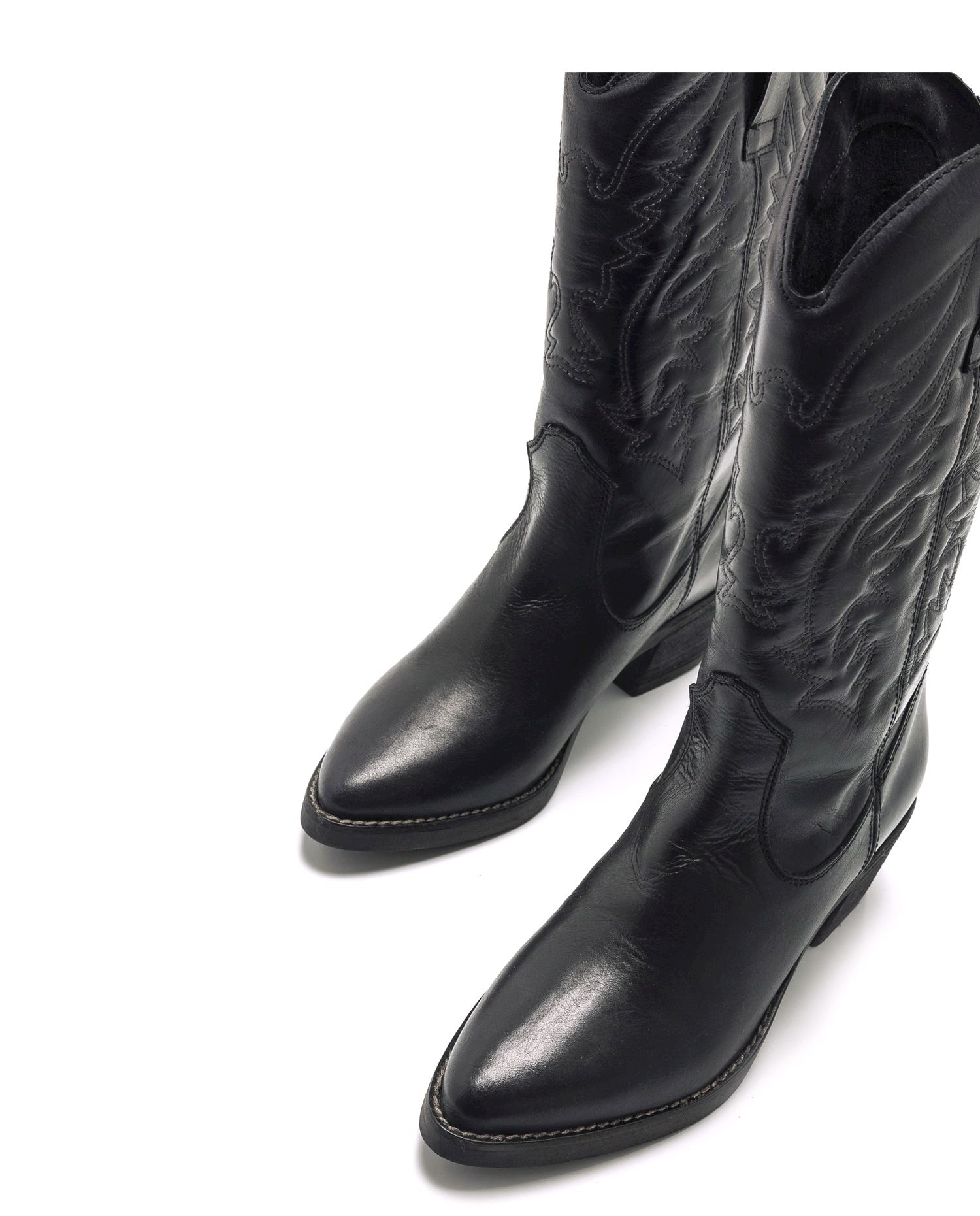 Botas Cowboy em Pele Preto-5