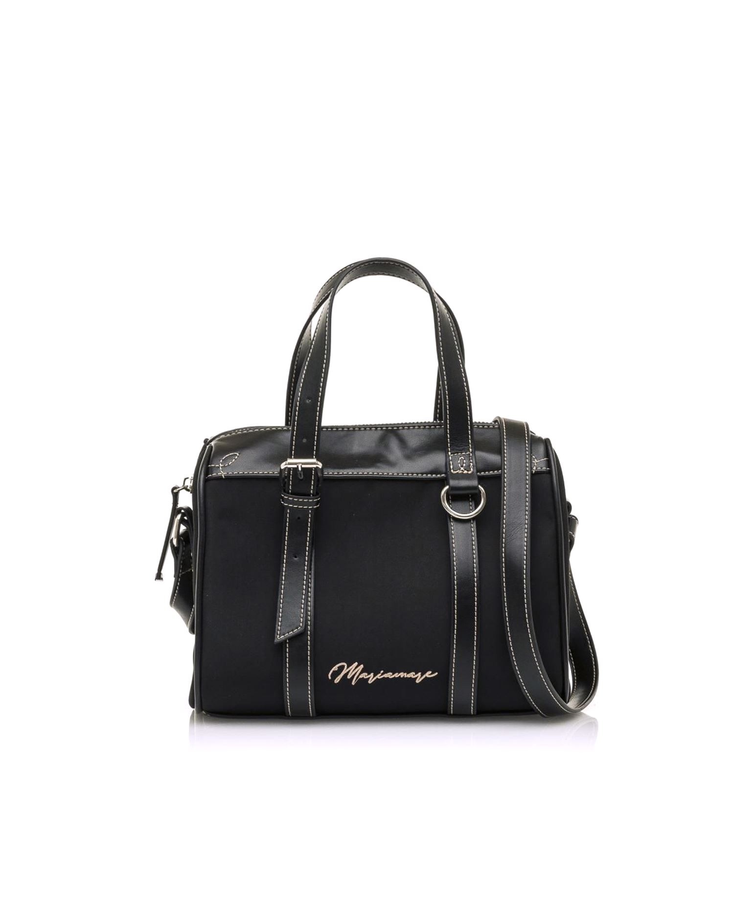 Imagem 0 de Mala de mão cor preto combinação de couro e nylon