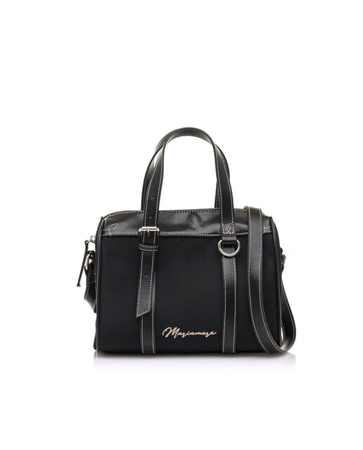 Imagem 0 de Mala de mão cor preto combinação de couro e nylon