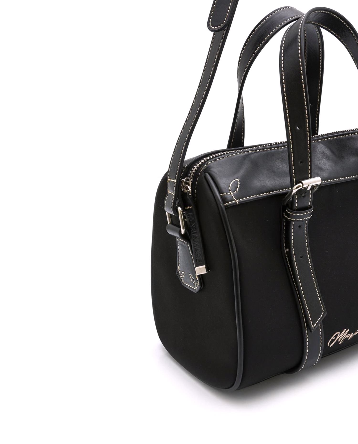 Mala de mão cor preto combinação de couro e nylon Preto-5