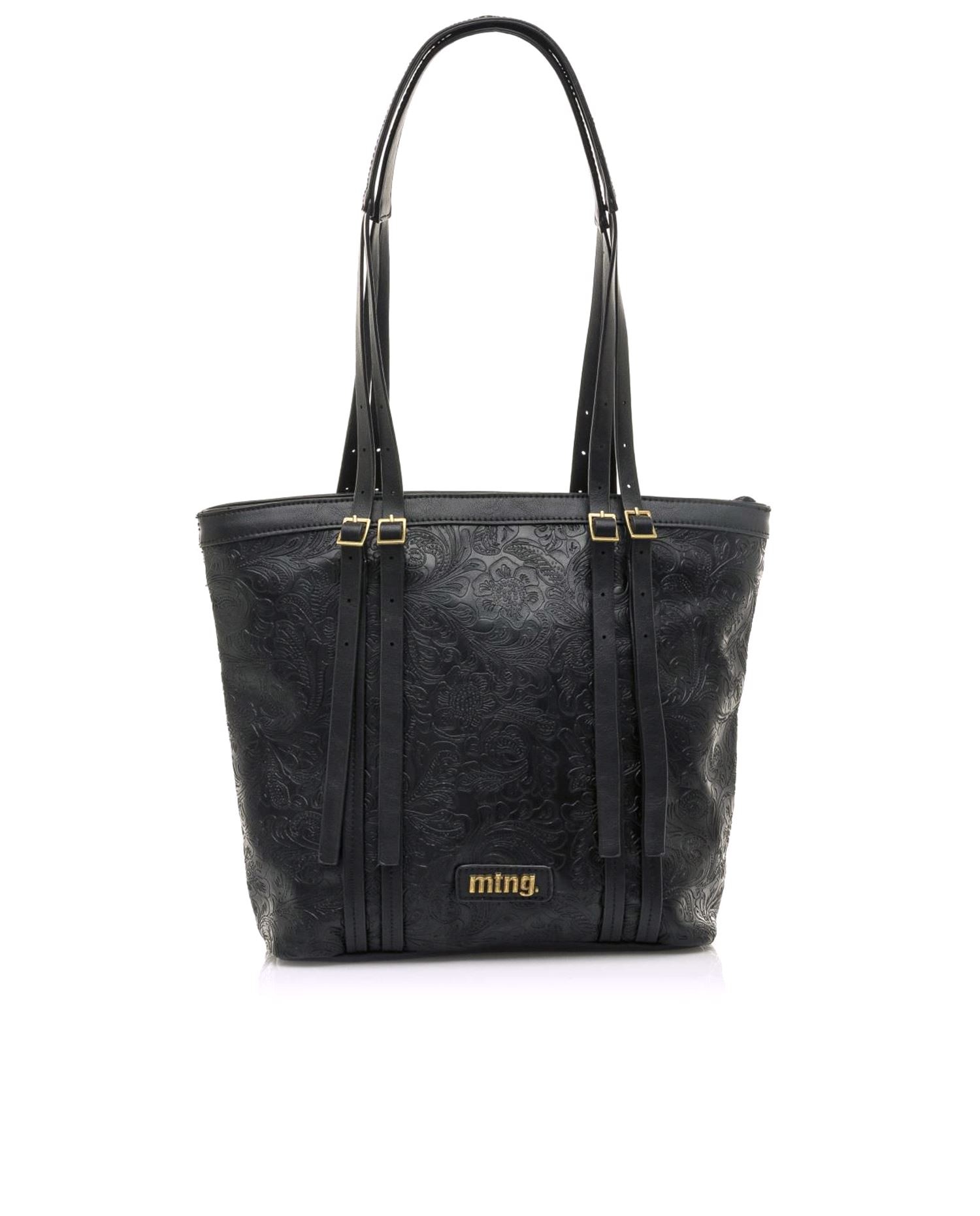 Imagem 0 de Saco de ombro em preto com impressão floral