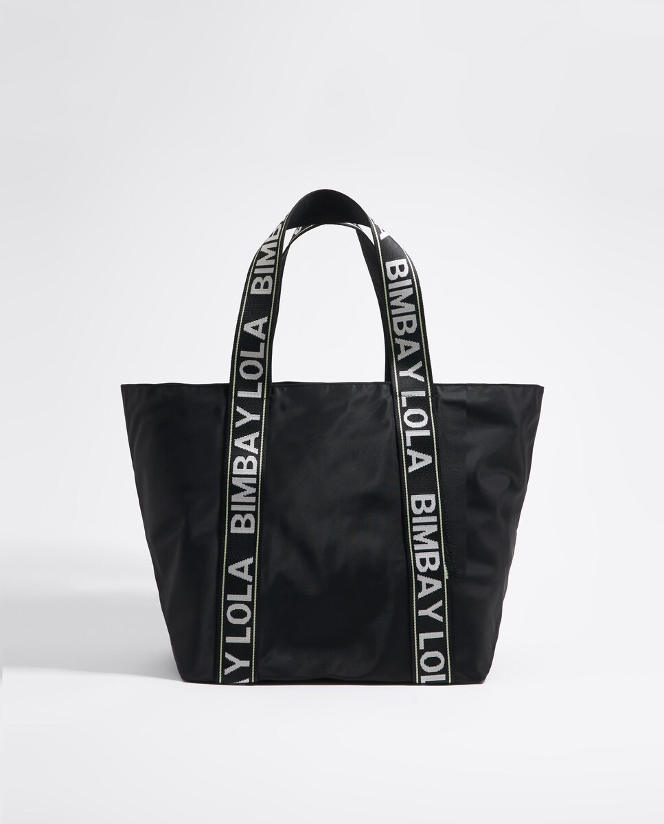 Mala de Ombro de Nylon em Preto Preto-1