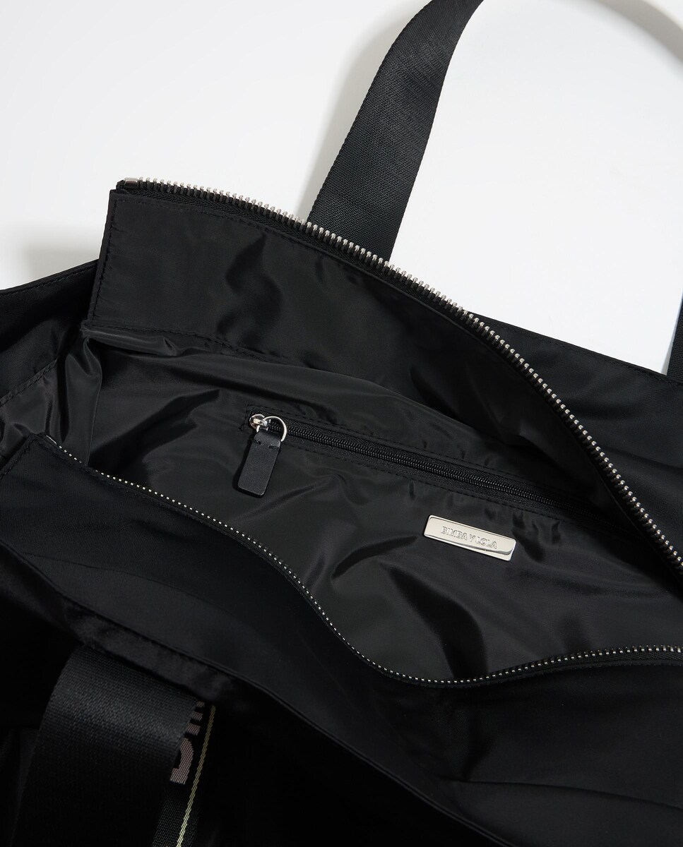 Mala de Ombro de Nylon em Preto Preto-3