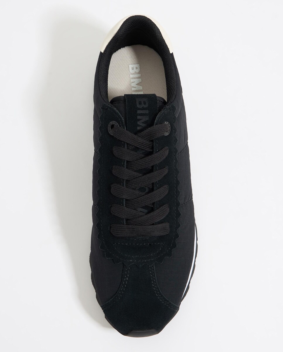 Sapatilhas de Pele Estilo Retro com Atacadores Preto-4