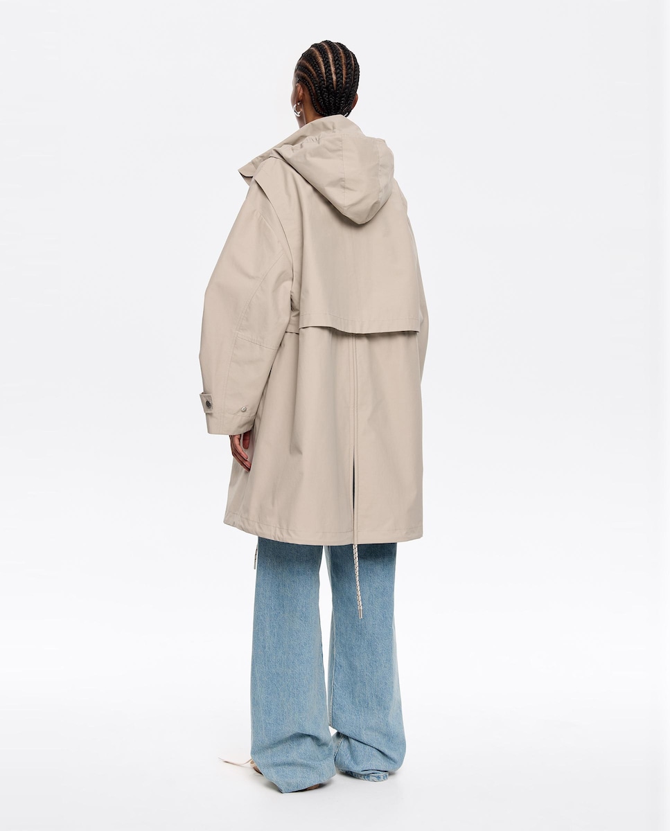 Gabardine Linha A com Capuz Cinzento-3