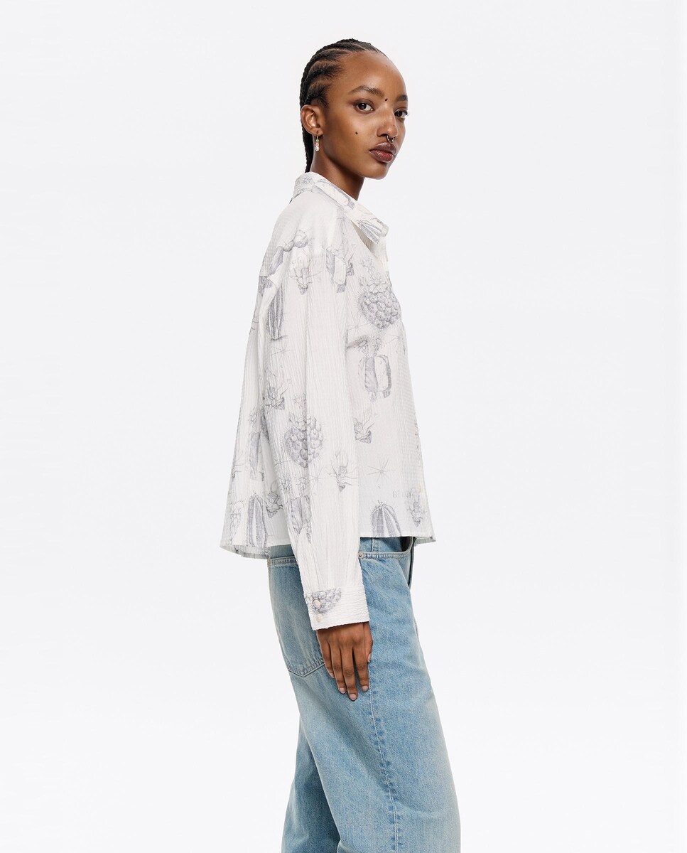 Camisa Boxy com Estampado Branco-2