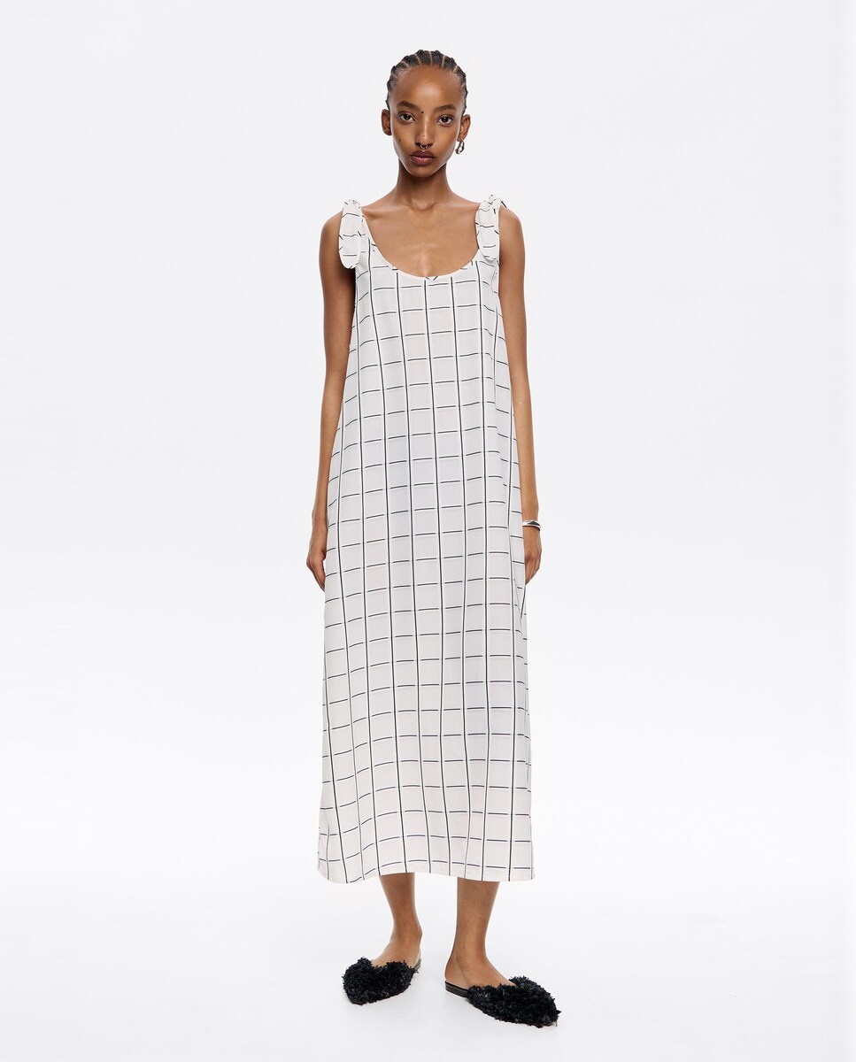 Vestido Linha A com Laços Cru-1