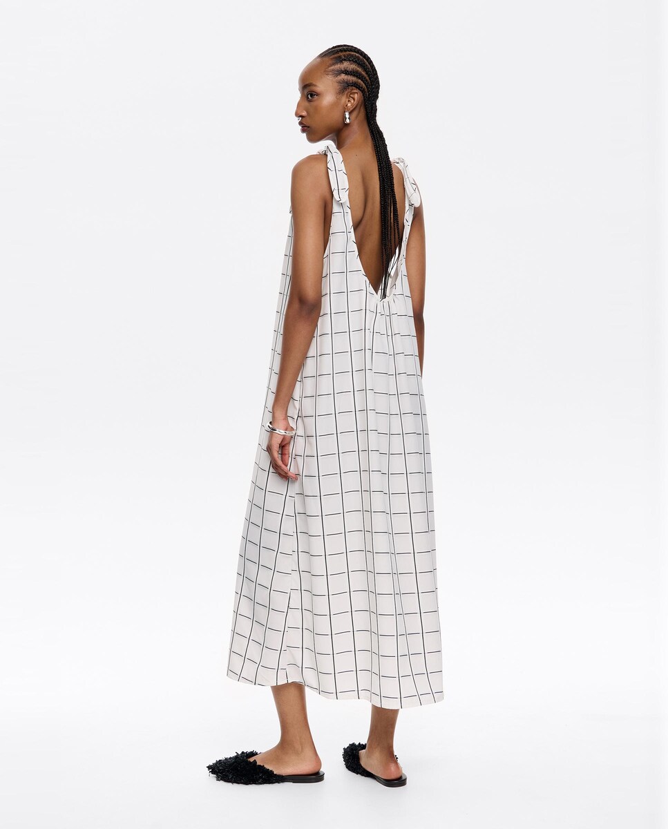 Vestido Linha A com Laços Cru-3