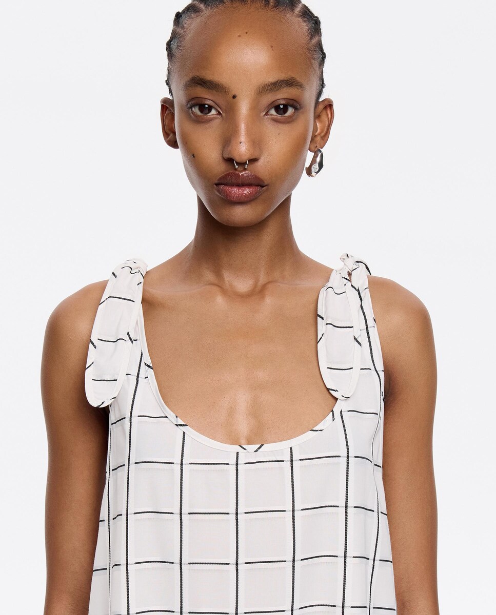 Vestido Linha A com Laços Cru-4