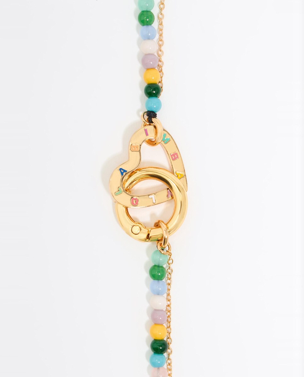 Colar Duplo de Corrente Dourada em Pedras Multicolores Ouro-2