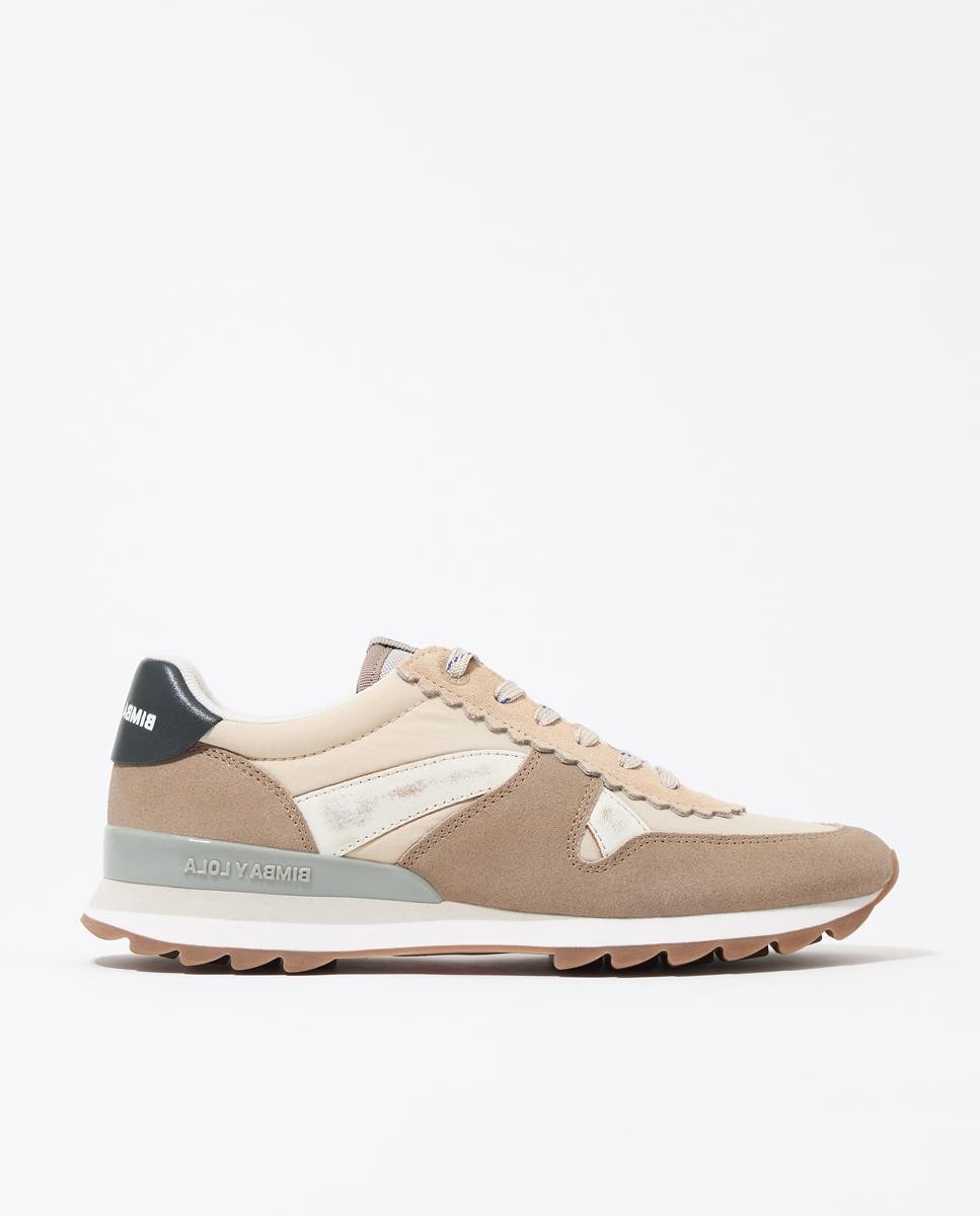 Sapatilhas Desportivas com Atacadores e Logo Bege-1