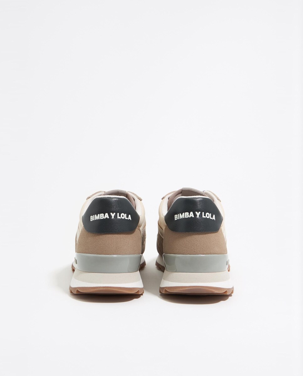 Sapatilhas Desportivas com Atacadores e Logo Bege-3