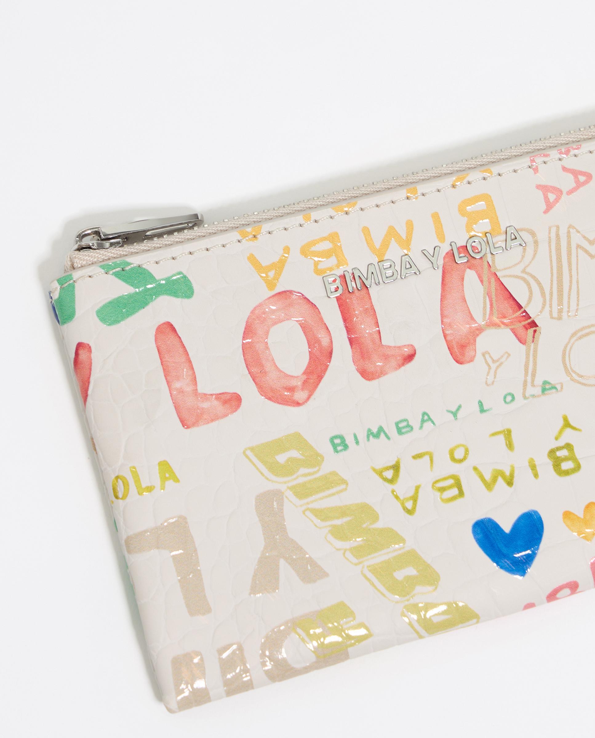 Porta-moedas Estampado com Logos Bege-2