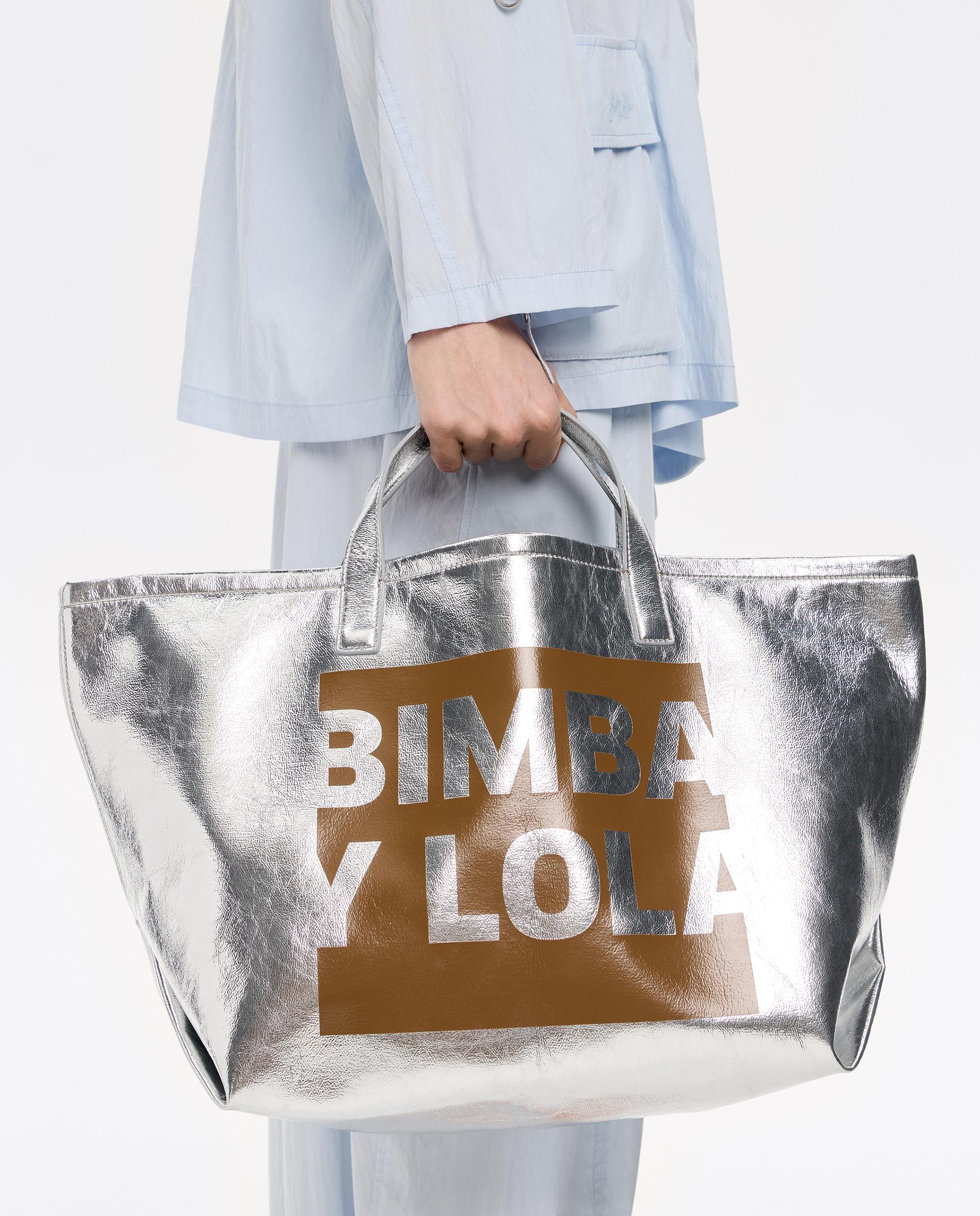 Mala de Ombro Tipo Shopper Grande Prata-2