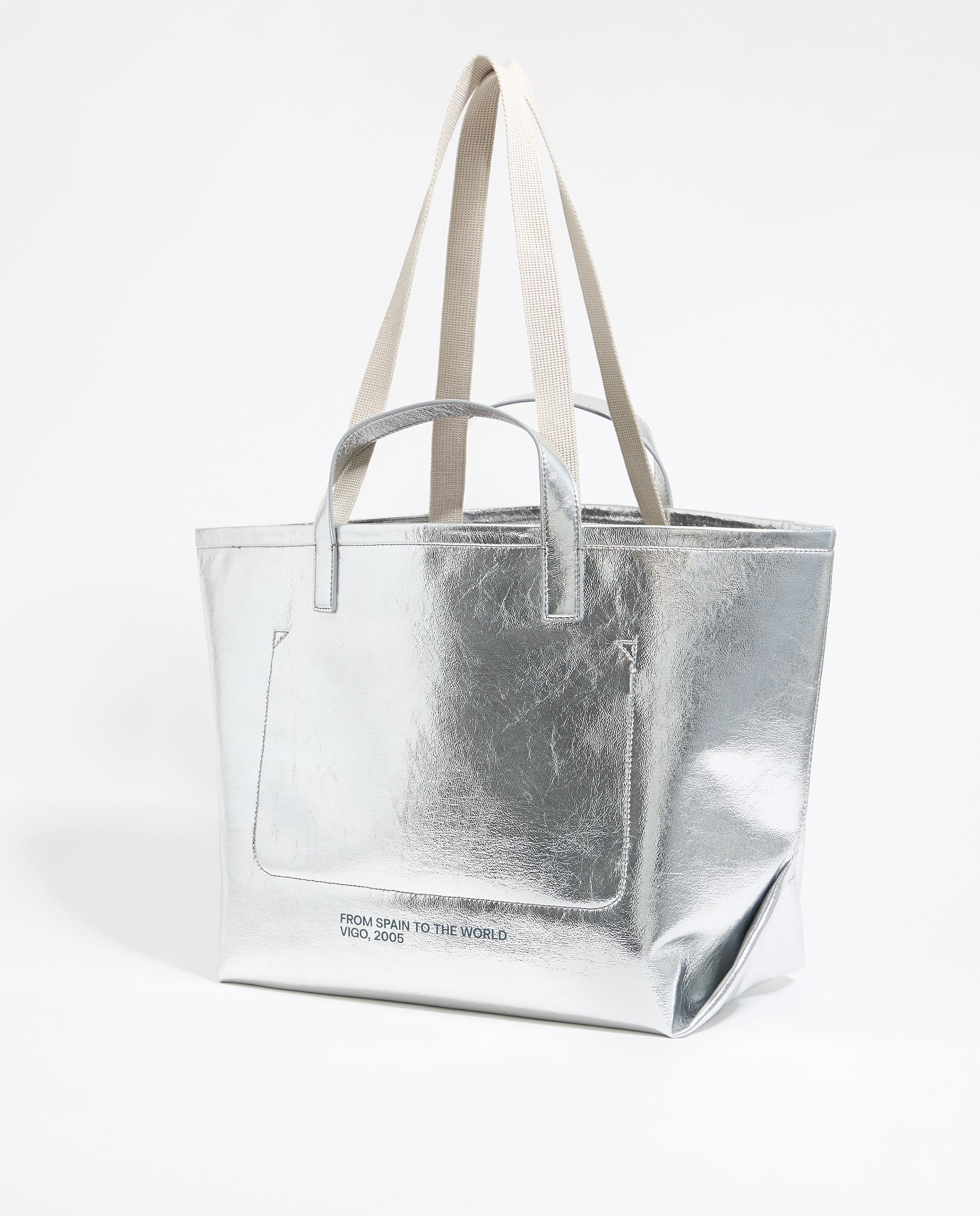 Mala de Ombro Tipo Shopper Grande Prata-5