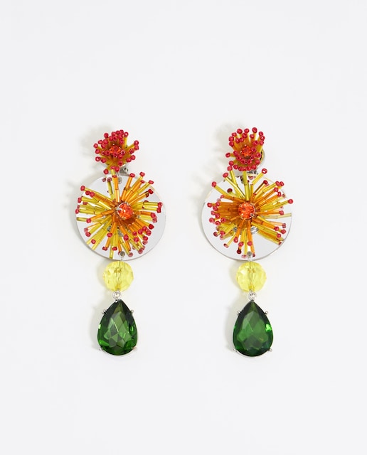 Imagem 0 de Brincos de Cristal e Flor Multicoloridos