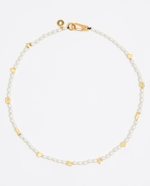 Imagem 0 de Colar de Pérolas e Motivos Marinhos em Dourado
