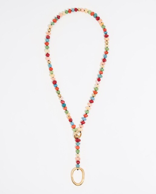 Imagem 0 de Colar com Pedras Multicolor e Argola Dourada