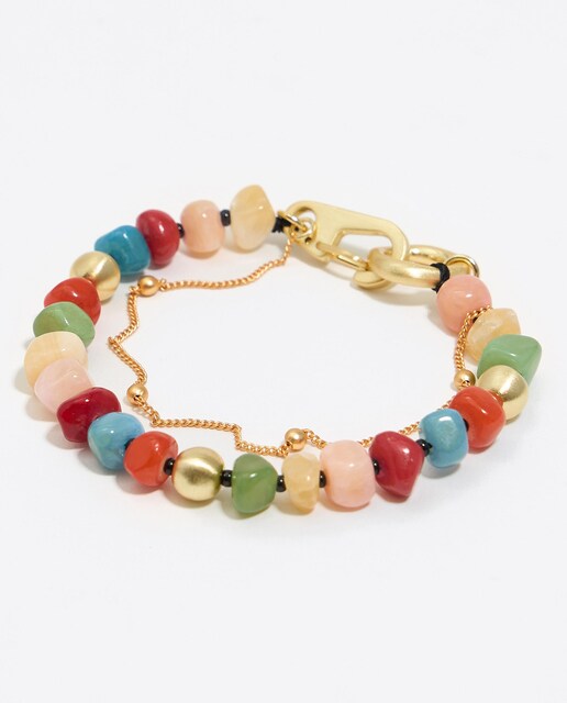 Imagem 0 de Pulseira com Pedras Multicolor e Corrente Dourada